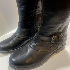 BARETRAPS CAISSY KNEE HIGH ZIPPER MOTO BOOTS SIZE 10 W WITH WIDE CALF